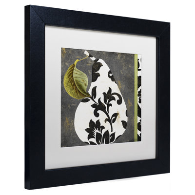 Framed Wall Art - Color Bakery ‘Decorative Pear I’ Wall Decor with Matted Frame - Living Room, Kitchen, and Bathroom Art - 11x11