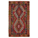 Brown & Red Vintage Flatweave Kilim Rug - 3'4" x 5'8"