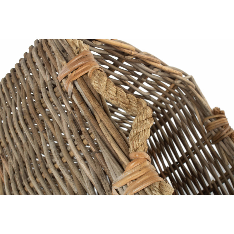 Angie Rattan Log Carrier Basket, 40cm x 43cm W x 43cm D