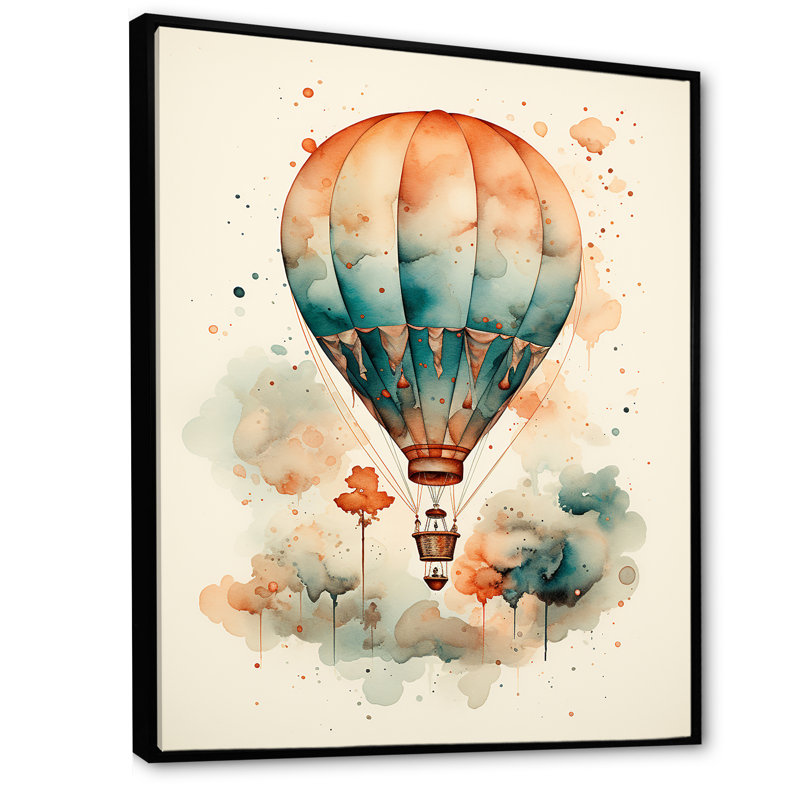Charme classique en montgolfière III, H 44 po x l 34 po x P 1,5 po, Cadre flottant noir