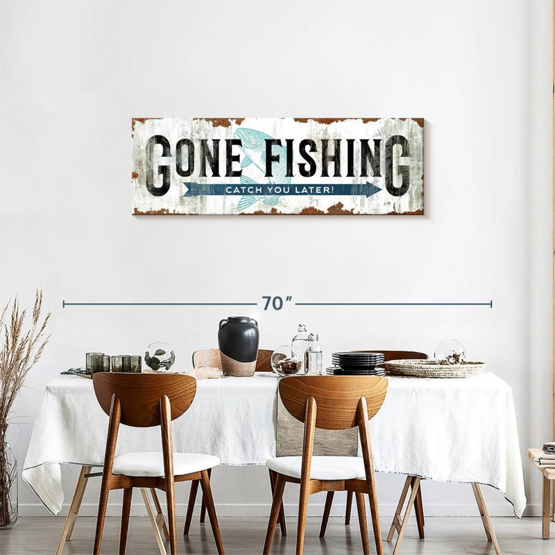 «Gone Fishing», impression sur toile, H 17 po x l 51 po x P 1,25 po