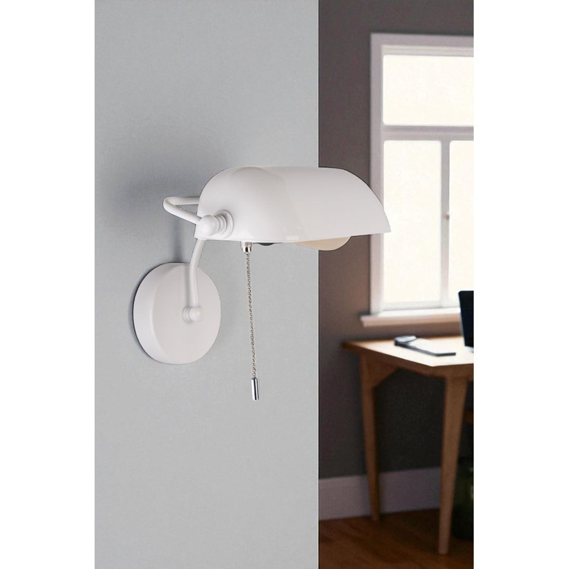 Lampe murale élégante avec corps en métal, finition blanche, 7,9 po x 5,1 po x 5,1 po | 19,0 cm de hauteur totale | Plaque de base de diamètre de 4,7 po x 1,2 po | Interrupteur marche / arrêt | Douille E27, 40 W maximum (ampoule non incluse), parfaite pour le salon et la chambre à coucher