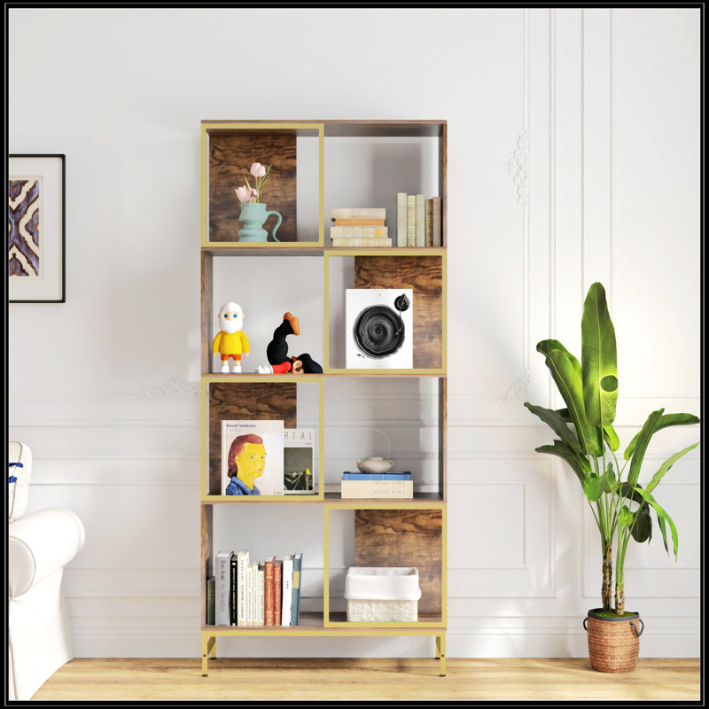 4-Tier Bookcase, Brown/Gold