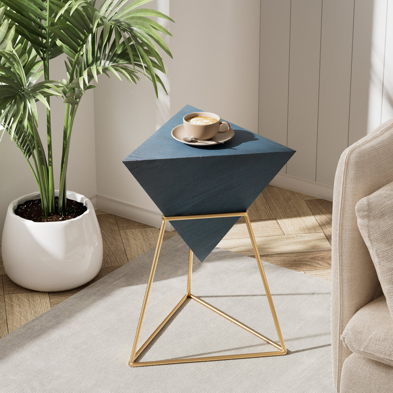 Table de bout moderne à motif géométrique, Bleu