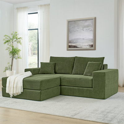 Canapé modulaire rembourré en L de 80 po avec repose-pieds amovible