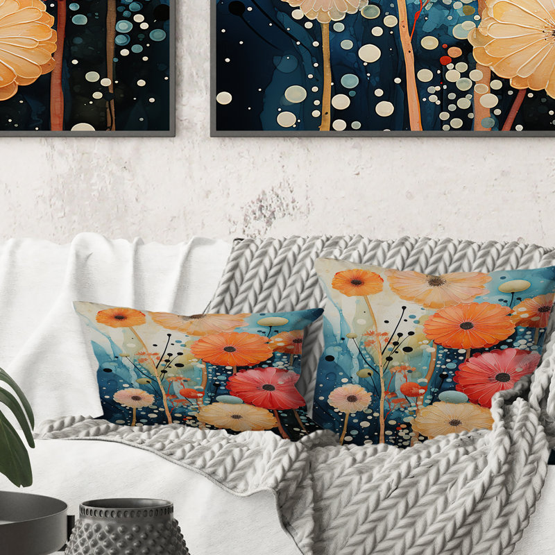 Coussin Coral Teal Contrast Contrast II - Abstract Collages, 18" x 18"