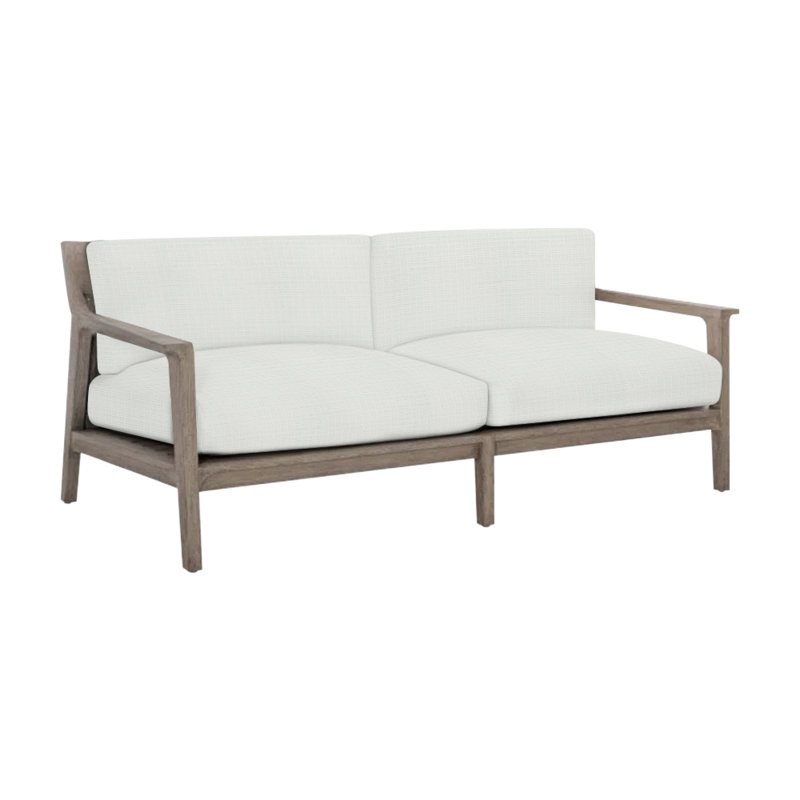 Ibiza 78.58'' Wide Teak Loveseat with Cushions, Cream Linen 6025-002
