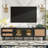 Rattan TV Stand With 3 Cabinets & 2 Drawers