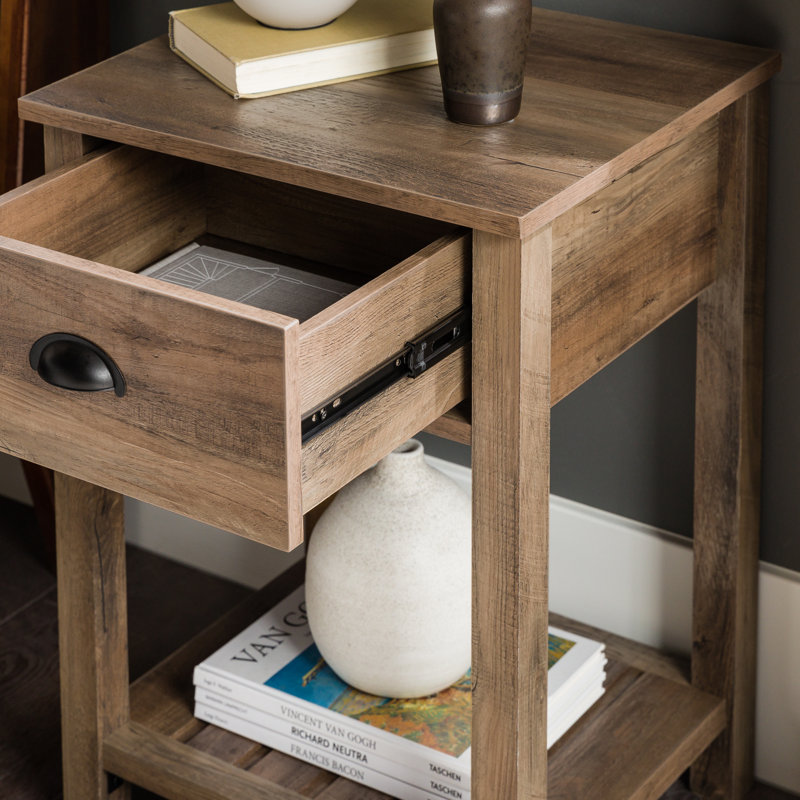 Cadhla 1-Drawer Nightstand with Open Shelf, Barnwood