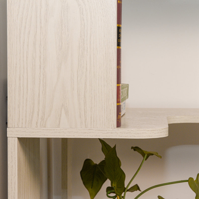 Bibliothèque de coin en L à 5 niveaux avec rangement ouvert, White