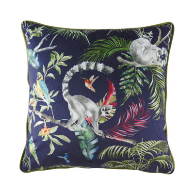 Fall Jungle Lemur Square Throw Pillow Cover