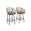Deux tabourets de bar d'extérieur - gris. Avec. Chaises toutes saisons pour patio, jardin, piscine, balcon et terrasse. Gris facile à construire avec terrasse, piscine et assemblage pratique