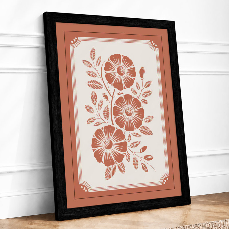 Symmetrical Blooms Botanical - Print, A2 - 59.4 x 42.0 cm, Black