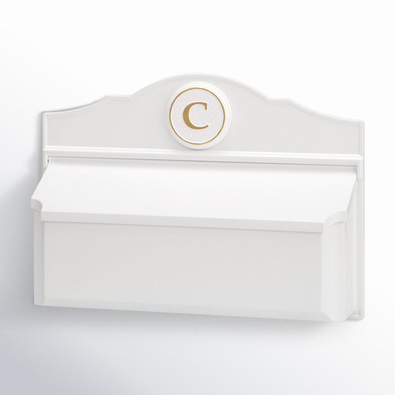 Colonial Wall Mounted Mailbox, White/Gold, Yes