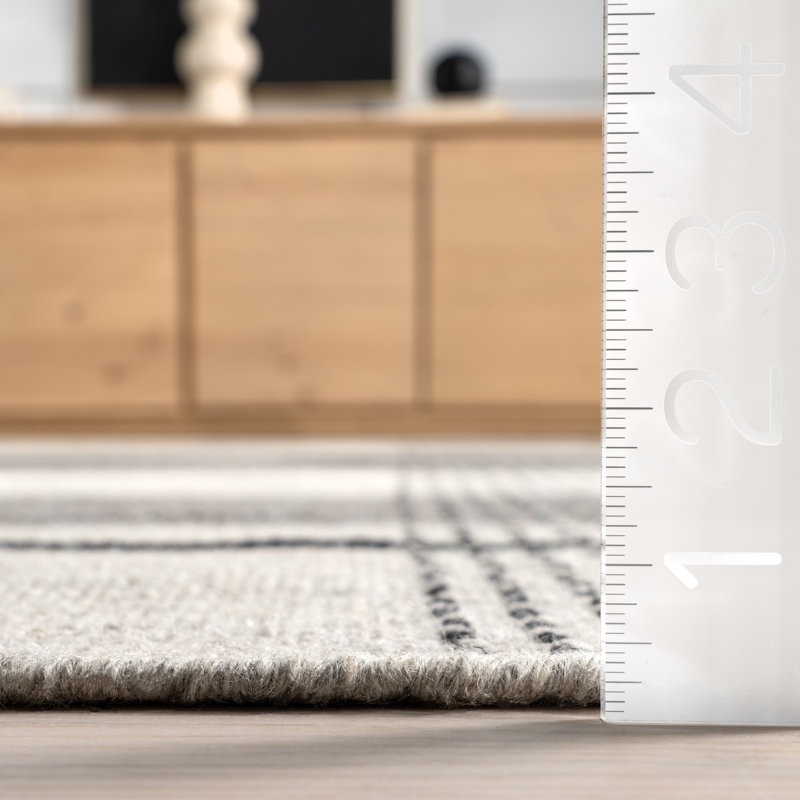 Tapis en laine à carreaux Hurley, Rectangle 9 pi 6 po x 13 pi 6 po