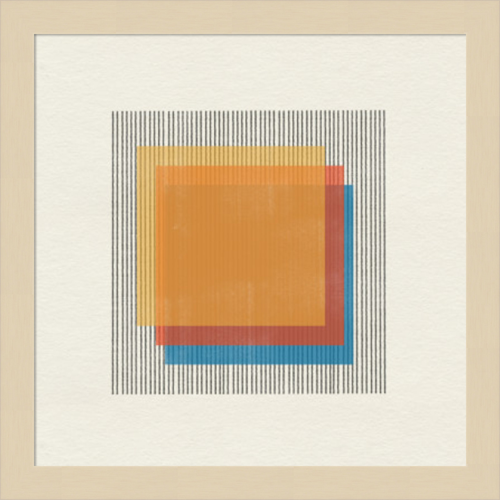 Midcentury Modern Squares No 1 by The MIUUS STUDIO Wood Framed Wall Art Print, 13" H x 13" W x 1" D, Brown Framed