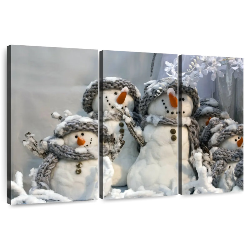 Famille de bonshommes de neige, H 42 po x l 65 po