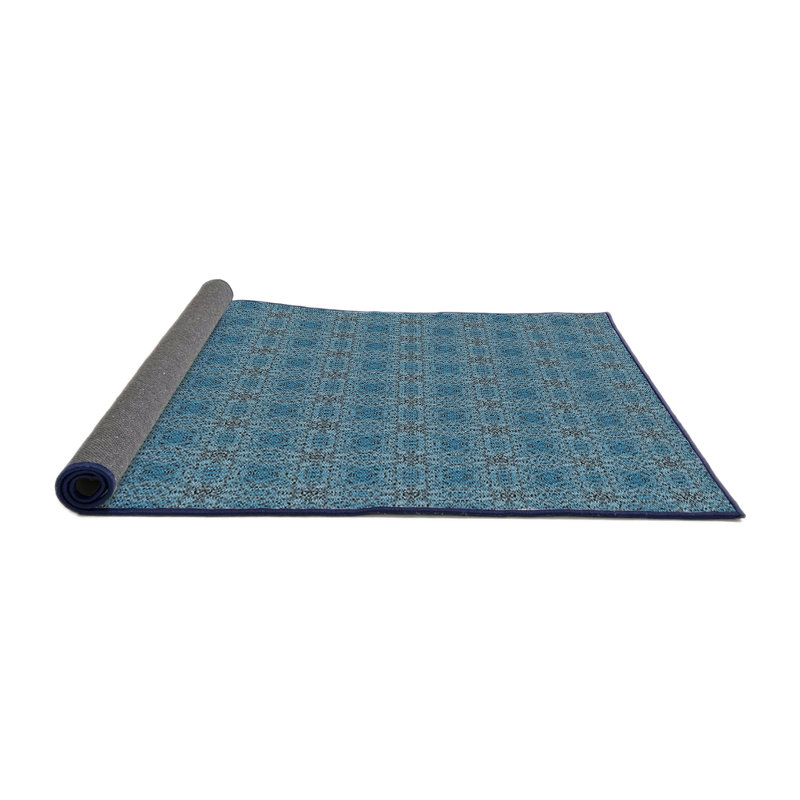 Tapis de zone bleue à motifs, Rond 5 pi