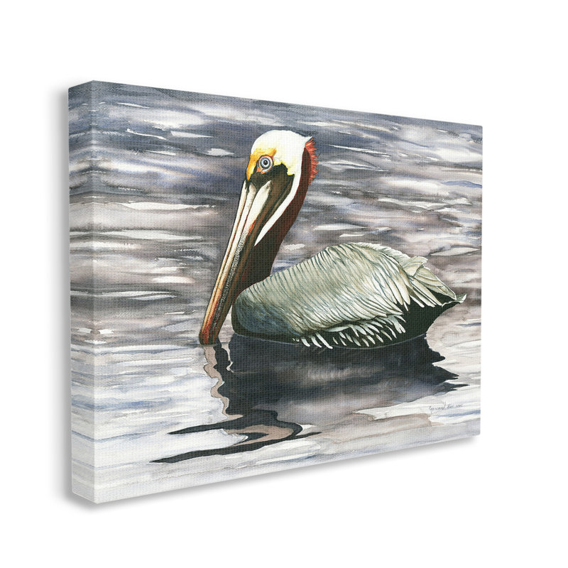 «Natation nautique», art mural sur toile de pélican par Christine Reichow, H 30 po x l 40 po
