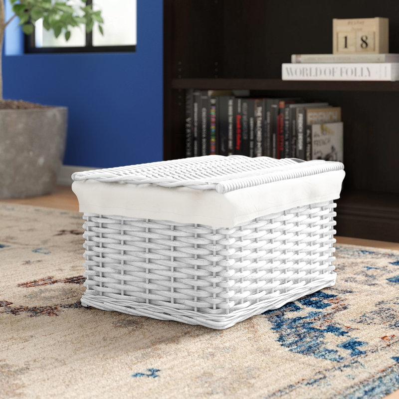 House Of Hampton Wicker Decorative Basket, White, 12cm H x 30cm W x 20cm D 