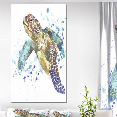 « blue sea turtle illustration », reproduction d’art sur toile tendue