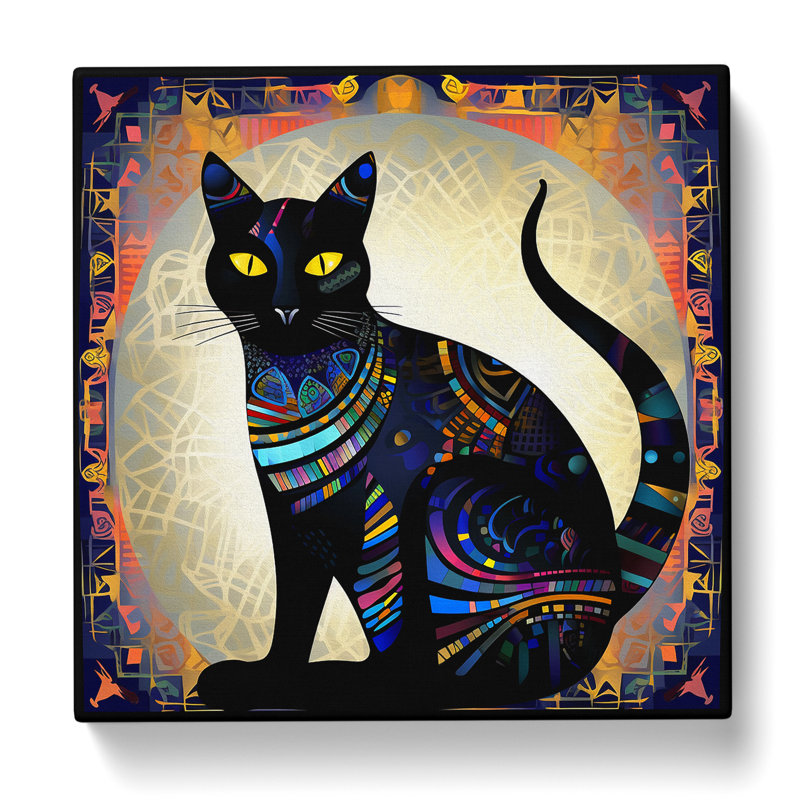 Egyptian Cat Abstract Art No.3 - Wrapped Canvas - Framed Print