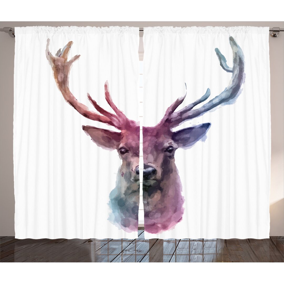 Rustikaler Vorhang, Antlers Wild Nature, Pastell, Lila Rosa