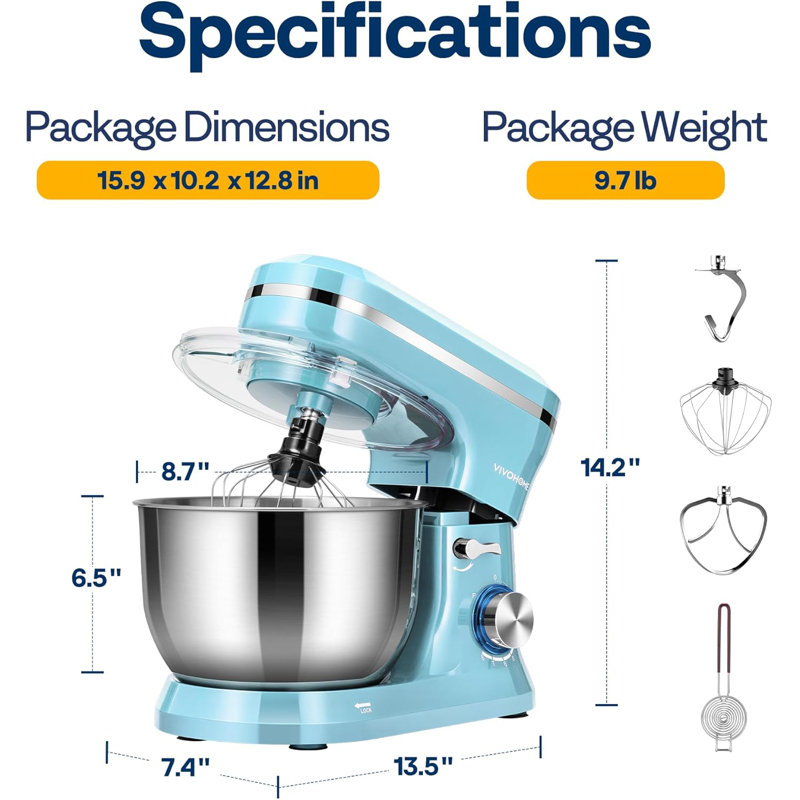 380w 4.75qt. 8-speed Stand Mixer, Blue