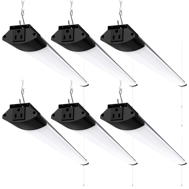 Lumières de magasin Barrina BS84 pour atelier de 4 pi, 84 W, 10 000 lm, 5 000 lumières utilitaires pour atelier, chaînette marche / arrêt, suspension ou encastrement, ETL, 6 paquets