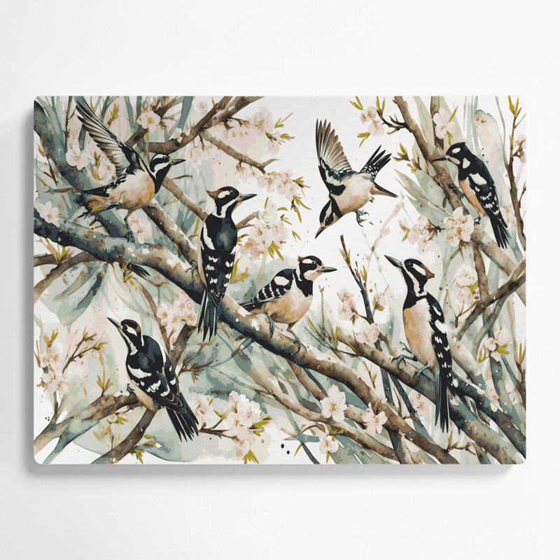 Birds Downy Woodpecker, 8" H x 10" W