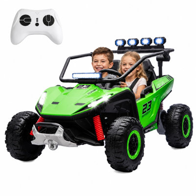 24V 800W 4WD Kids UTV Ride On Car, 2 Seater Electric Off-Road Vehicle with Remote Control, EVA Tires, Shock Absorbers, LED Lights & Music Player