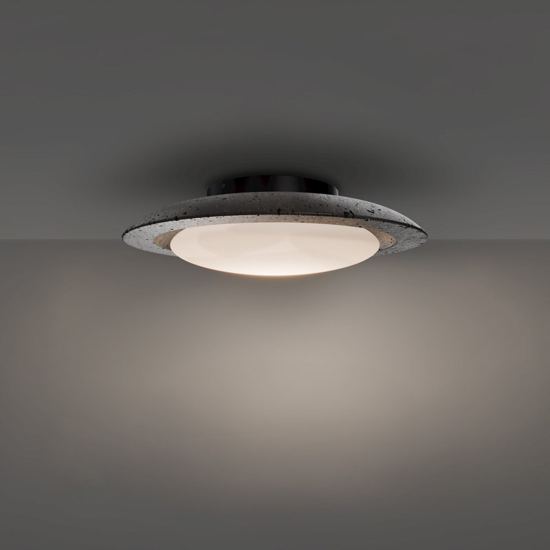 Saturno Dimmable LED Flush Mount, Basalt Stone/Black