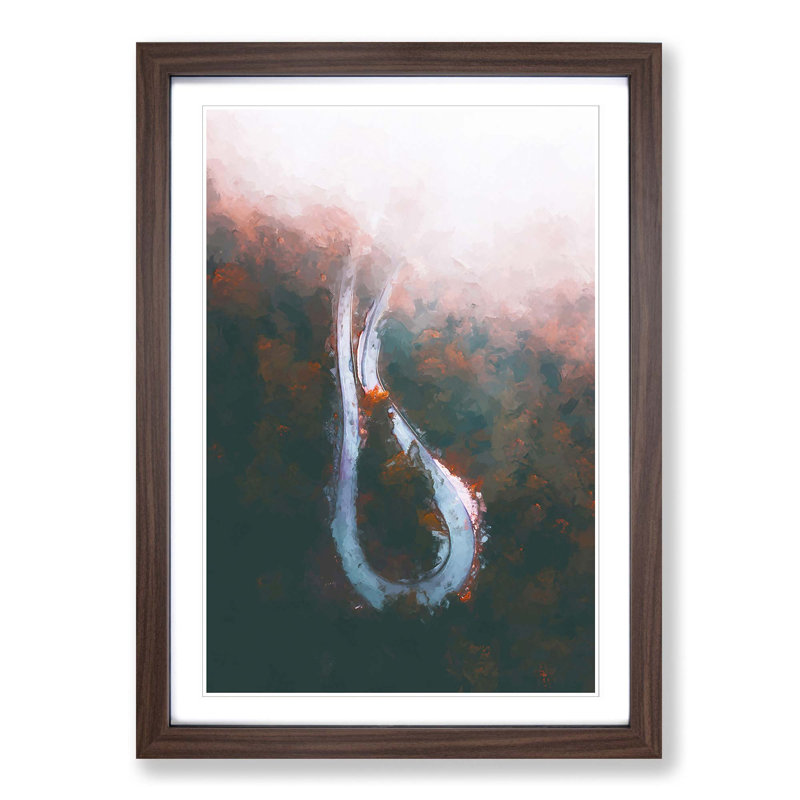 Clouds over the Forest Road in Abstract - Picture Frame Graphic Art Print, Walnut Framed, 65cm H x 48cm W x 2cm D