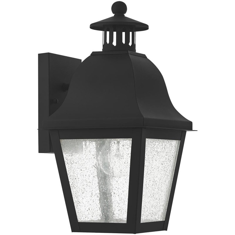 7 in 1 Light Outdoor Wall Lantern Pendant Lighting Fixture Seeded Glass Shade., Black