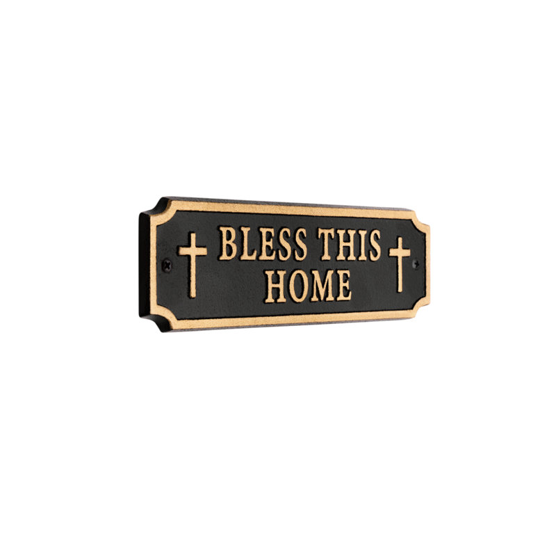 Plaque d'angle de porte coupée - Bless This Home / W / Cross