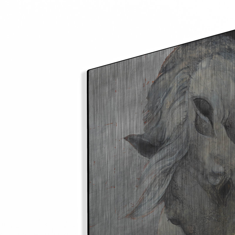 «Shy Gray No Tear» par Albena Hristova, art mural en métal, H 24 po x l 16 po