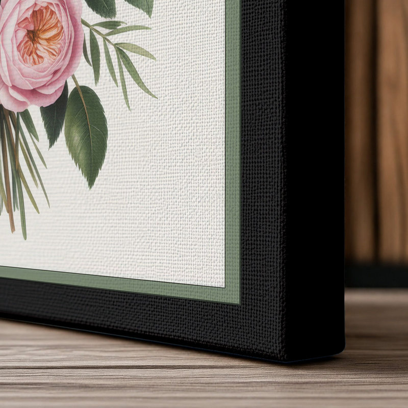 Pale Rose Arrangement Botanical - Wrapped Canvas, 30x20 - 76.2 x 50.8 cm, Black Border