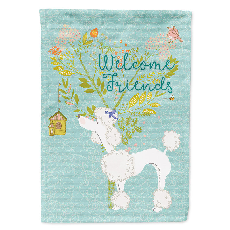 « welcome », un polyester de 2 côtés en polyester de 15 x 11 po drapeau de jardin, Caniche blanc