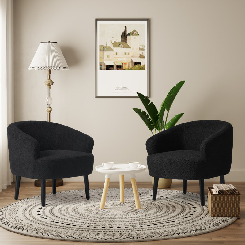 Fauteuil demi-tonneau Jenosh, Mélange de polyester noir