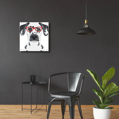 Art mural en verre Epic Art, Dalmatian portant des lunettes de hipster