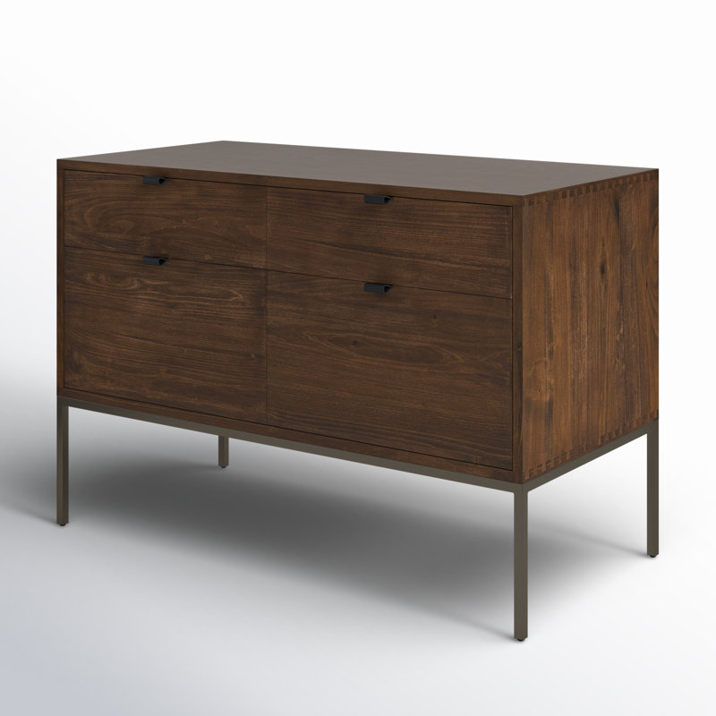 Trey 4 - Drawer Solid Wood File Cabinet, Brown