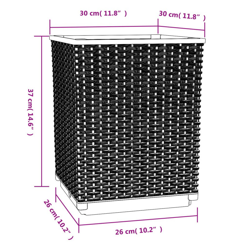 2/4x Planters Polypropylene Raised Garden Bed Plant, Black, 2