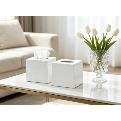 Paquet de 2 couvre-boîte à mouchoirs blanc