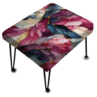 Bohemian Flair Marble Mosaic - Marble Rectangle Ottoman