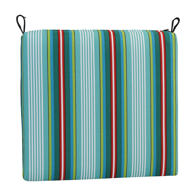 Vibrant Striped Polyester Outdoor Chair Cushions, 20" x 19", Set of 2