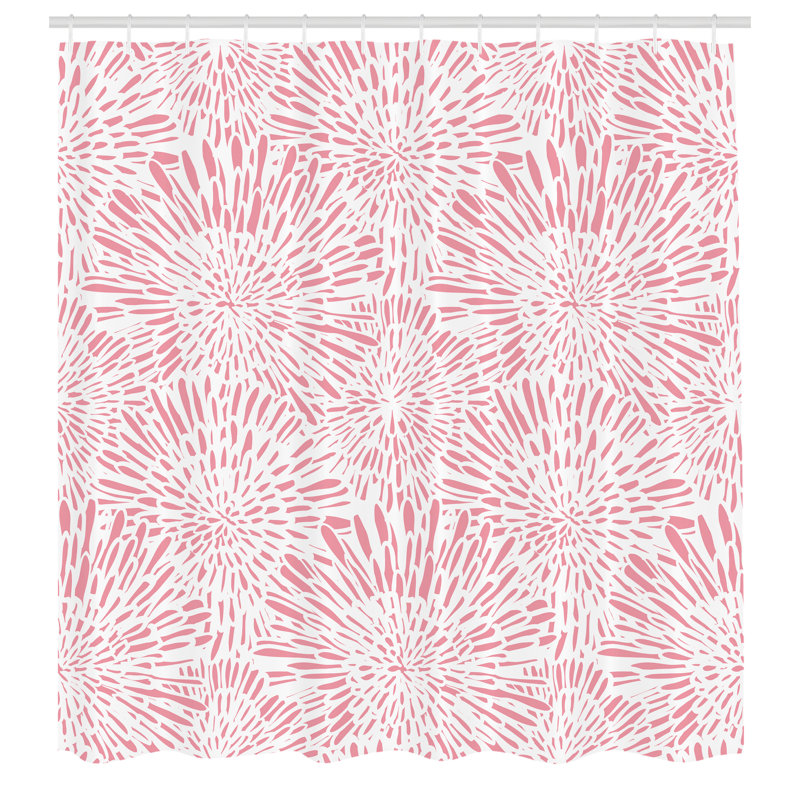 Ensemble de rideau de douche + crochets, H 70 po x l 69 po, Rose pastel