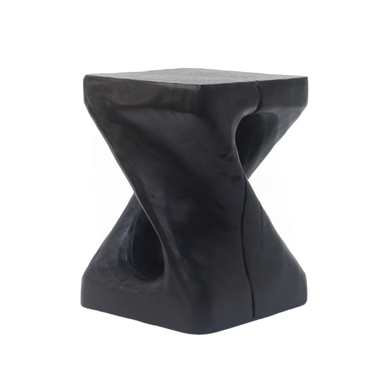 Table d'appoint Mgo Twist Shape - Texture noire imitant le bois, résistante aux intempéries, sans assemblage (11,75 po x 11,75 po x 16 po)
