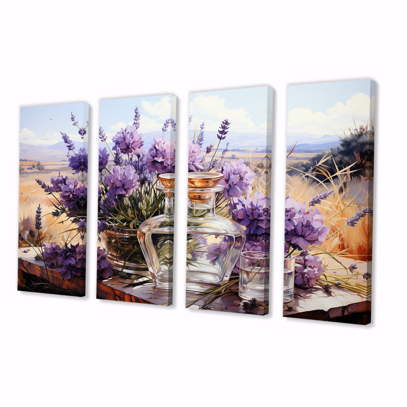 «Lavender Fields Perfumes III - Perfumes», art mural 4 pièces, H 32 po x l 64 po