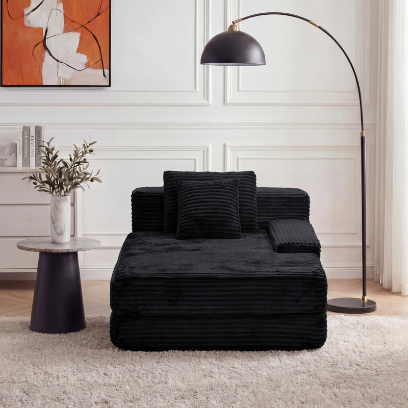 Très grande chaise longue d'intérieur Eliam, Noir