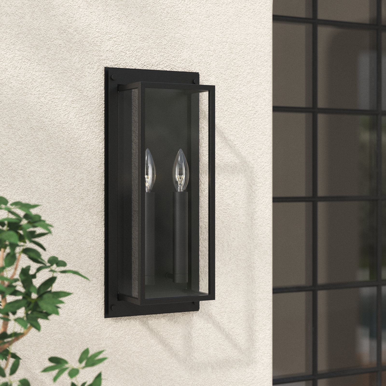 Cadboro 1 Light Large Exterior Wall Sconce - Textured Black, 17.5" H x 7.5" W x 4" D
